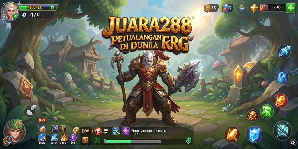 Screenshot utama JUARA288 menampilkan aksi seru dalam pertarungan RPG.