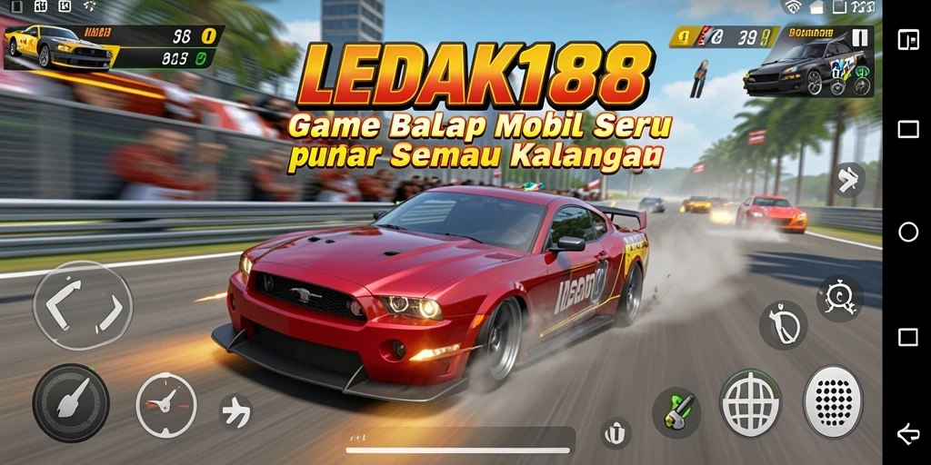 Tampilan gameplay seru di lintasan balap <strong>LEDAK188</strong>.