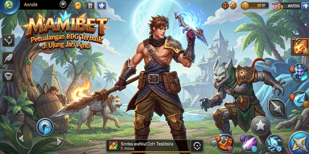 Tampilan gameplay RPG MAMIBET dengan karakter dan pertarungan yang mendebarkan.