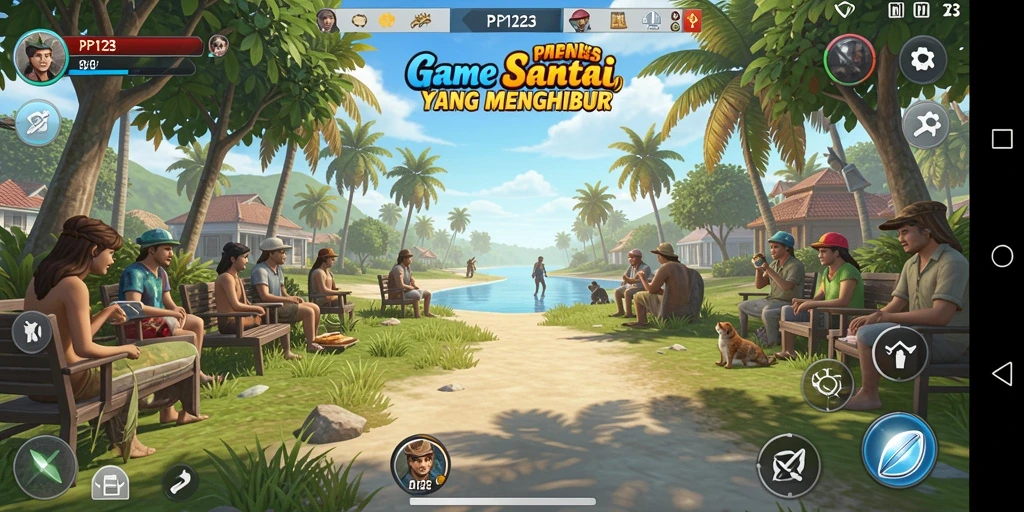 Tampilan gameplay PP123 yang ceria dan interaktif.