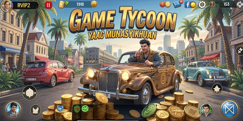 Gameplay RVIP2 menampilkan strategi dan manajemen dalam membangun bisnis.