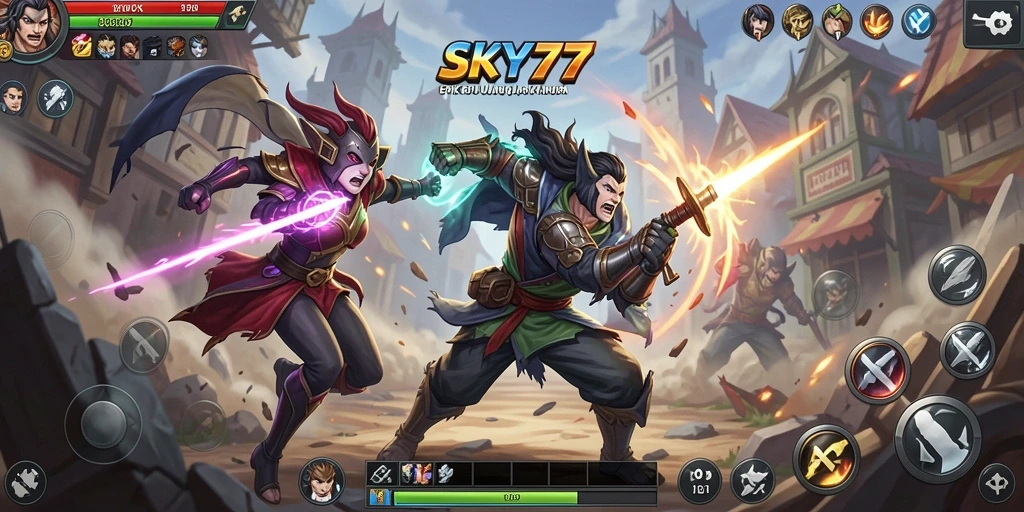 Tangkapan layar dari pertarungan intens di SKY77.
