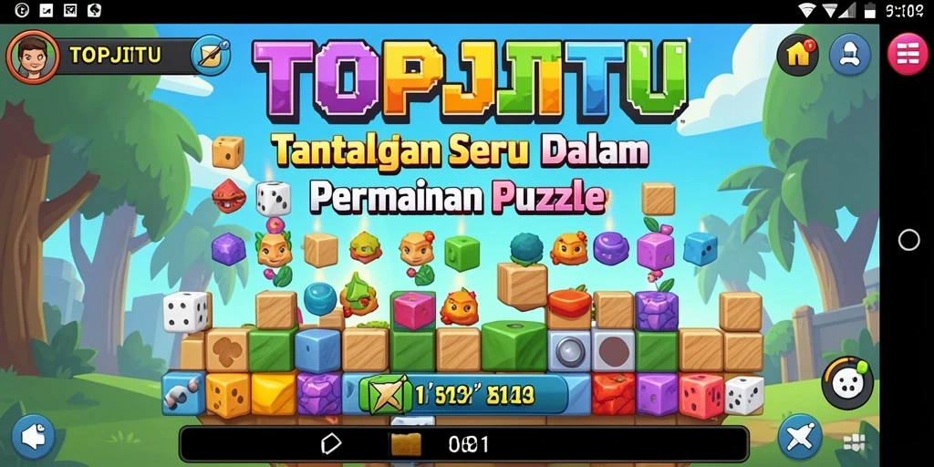 Screenshot gameplay menampilkan level Puzzle yang menantang di TOPJITU.